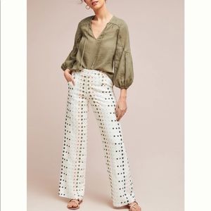 Anthropologie eyelet women’s Ettitwa 2P embroidered pants